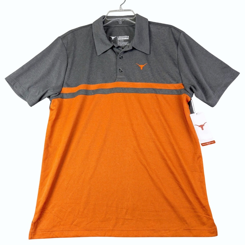 Longhorn Apparel L Gray Orange Polo Shirt Texas UT NCAA Fan Gear Foortball NEW